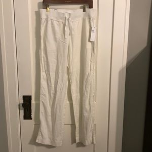 Sonoma White elastic waist linen pants